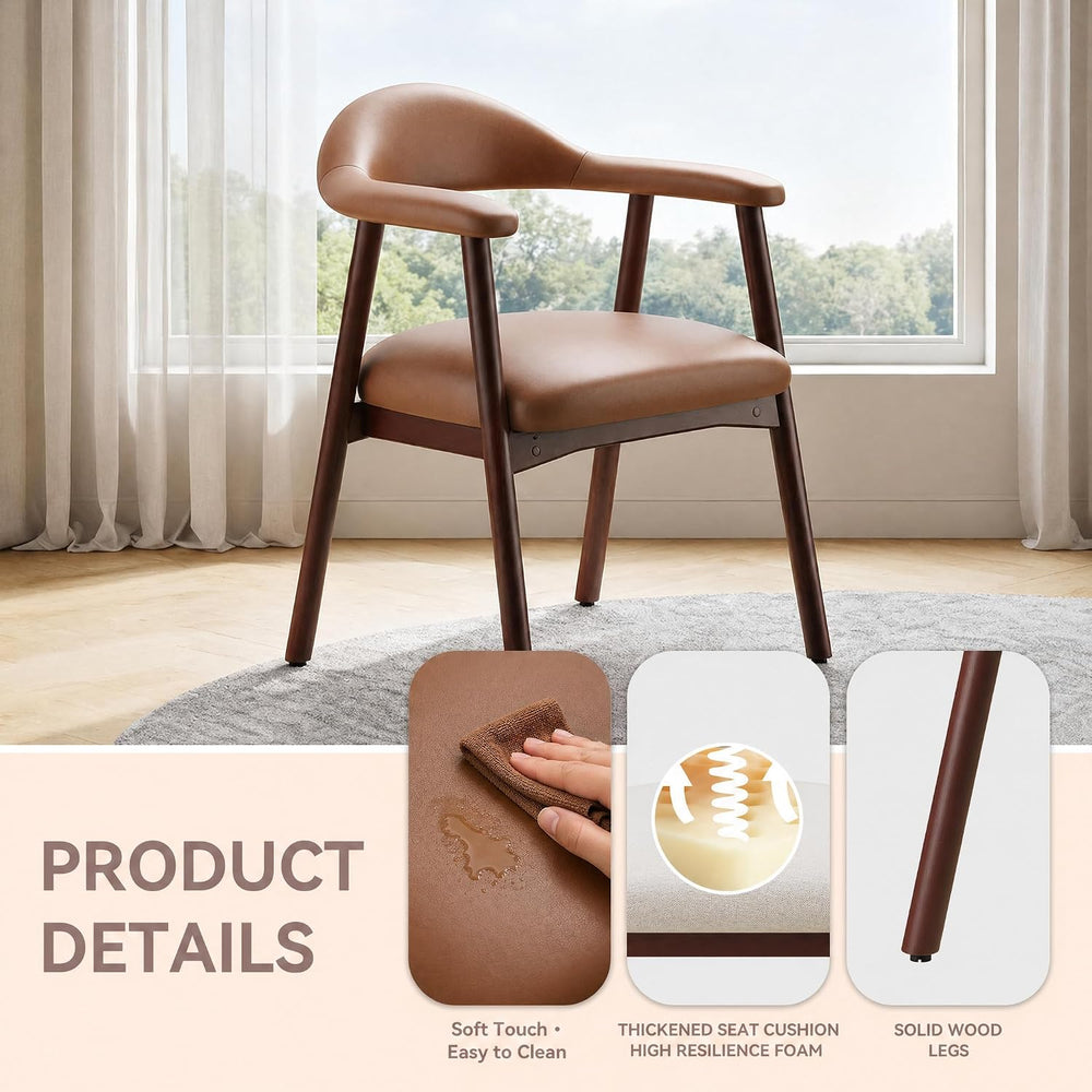 MALOL Leather Dining Chair with Armrest Set of 6, Upholstered Dining Room Cha...