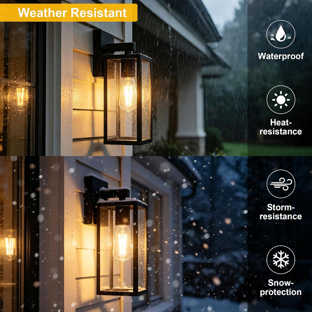 Kalium Porch Lights Outdoor Wall Light Fixture, Matte Black Wall Sconce | Tou...