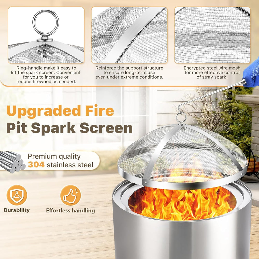Fire Pit Spark Screen for Solo-Stove Bonfire 19.5", Stainless Steel Bonf...