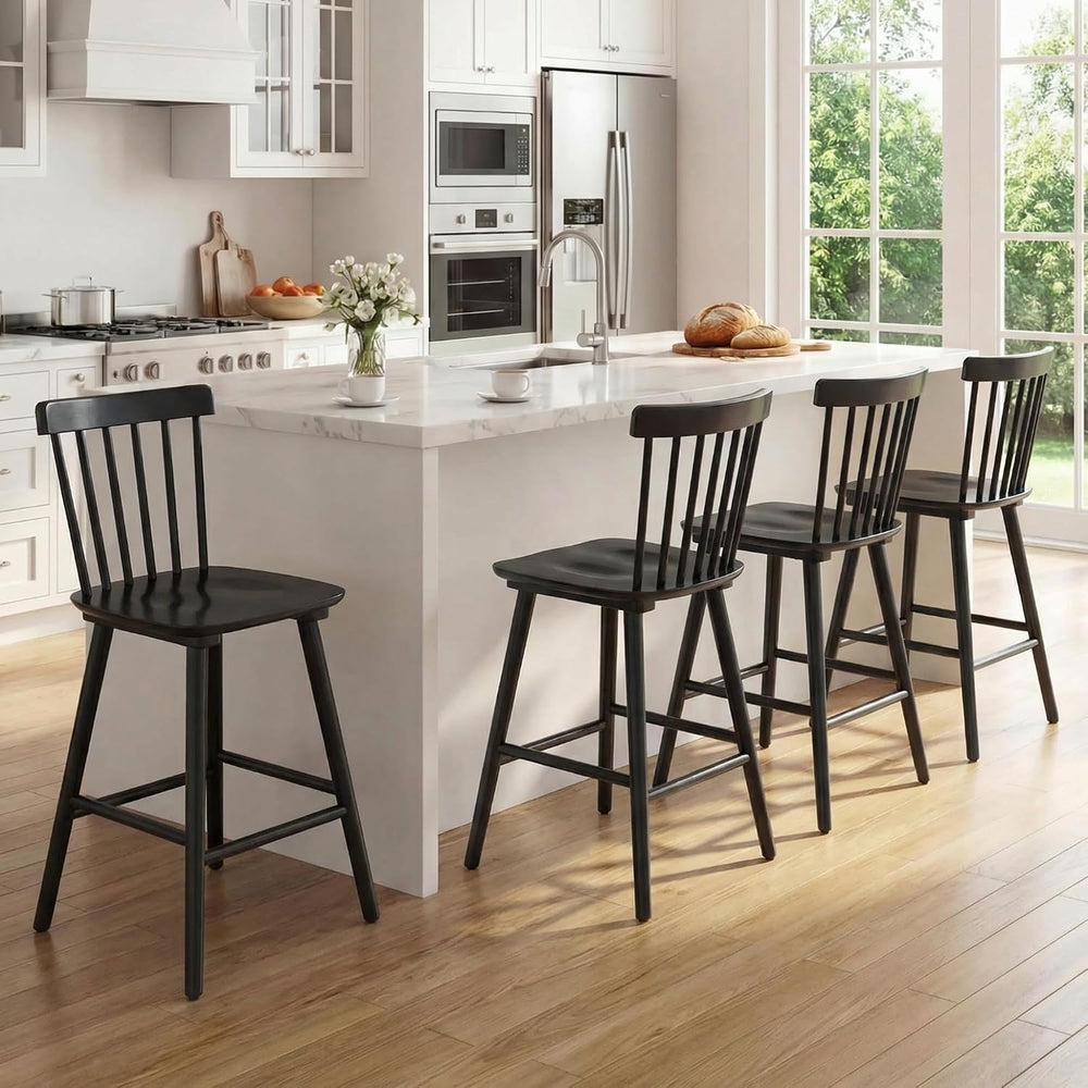 Windsor Bar Stools Set of 2, 26 Inch Counter Height Barstools Wooden Barstool...