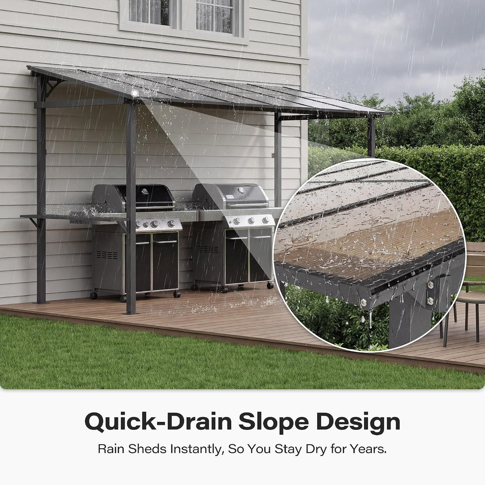 LAUSAINT HOME 12x6 ft Hardtop Grill Gazebo, Outdoor Sloping PC Roof BBQ Patio...