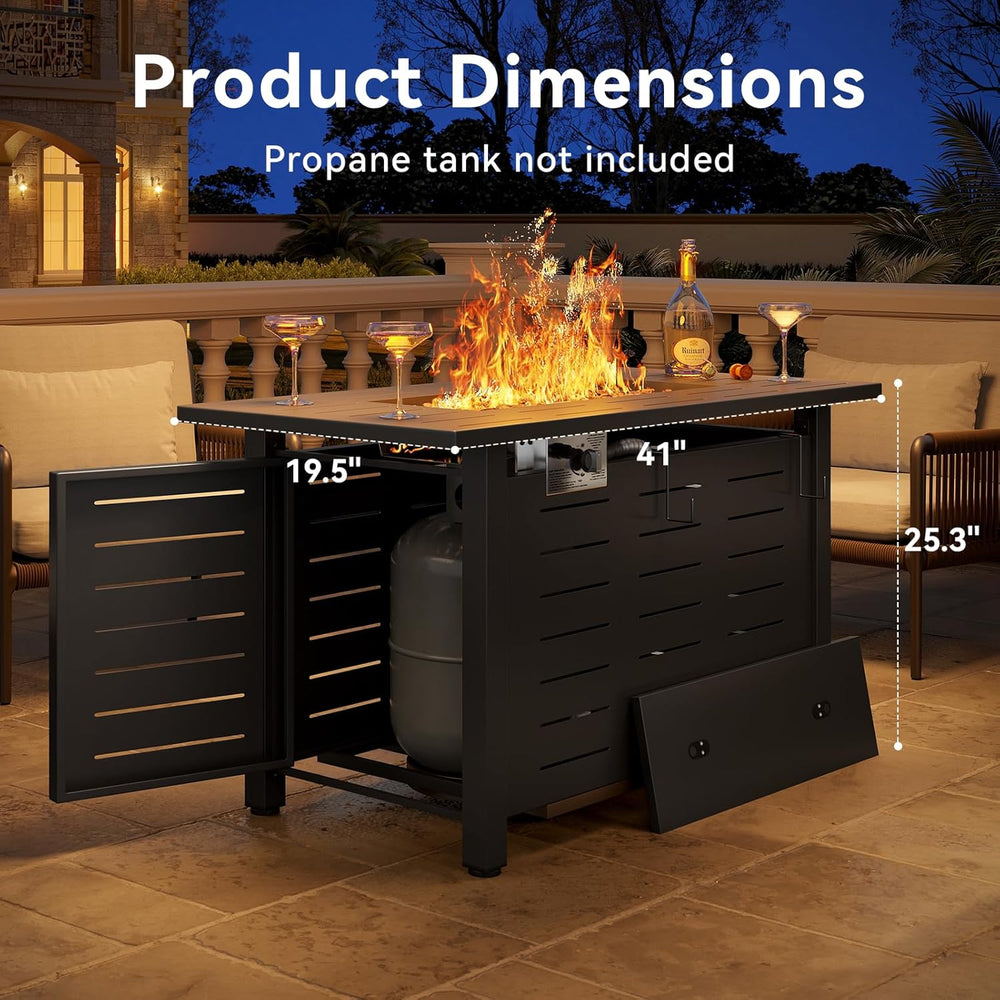 Aoxun 41 Inch Propane Fire Pit Table–50,000 BTU Gas Outdoor Fire Pit Table wi...