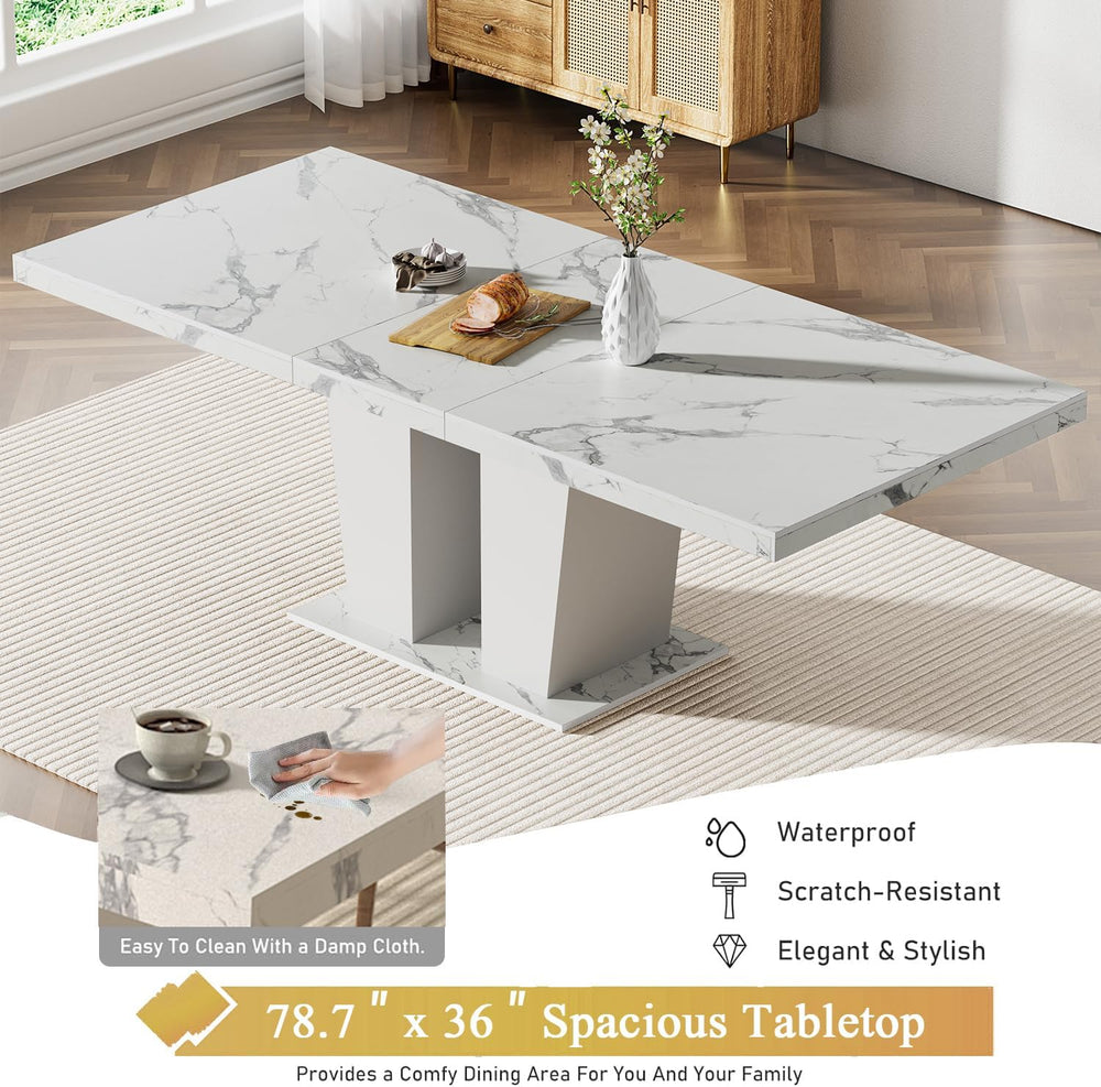 7-Piece Extendable Dining Table Set for 6-8 People 63"-78.7" Kitche...