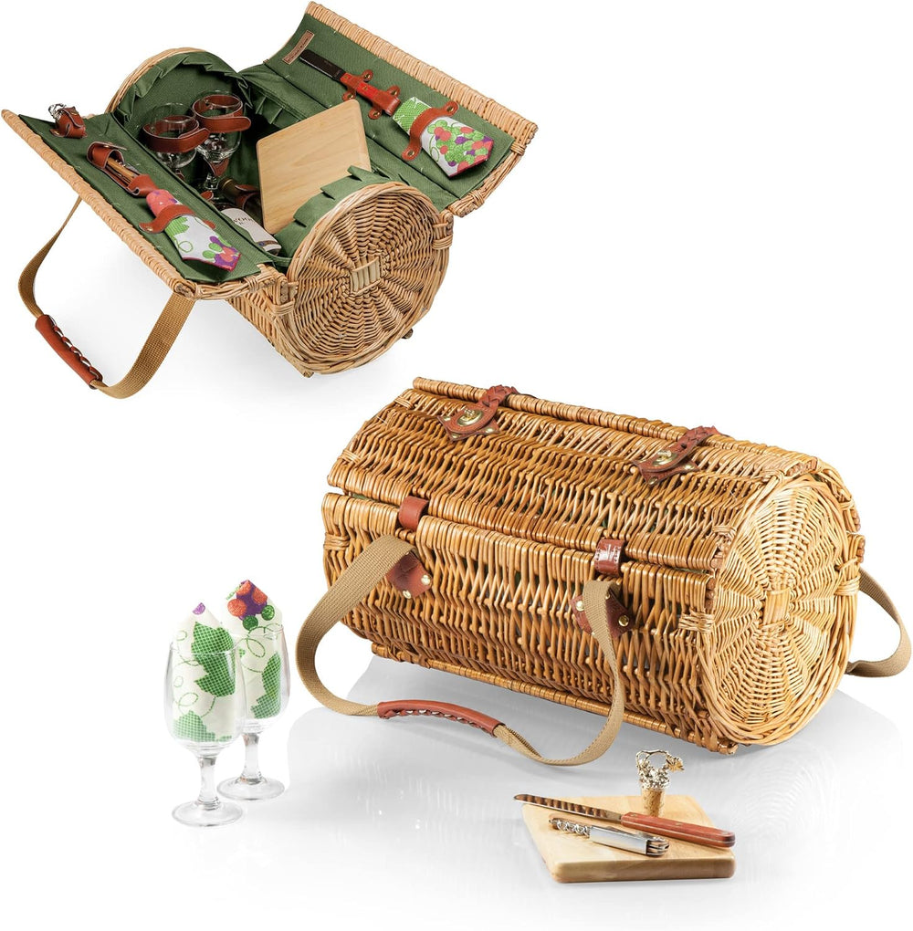 PICNIC TIME Verona Wine & Cheese Picnic Basket, Romantic English-Style Ro...