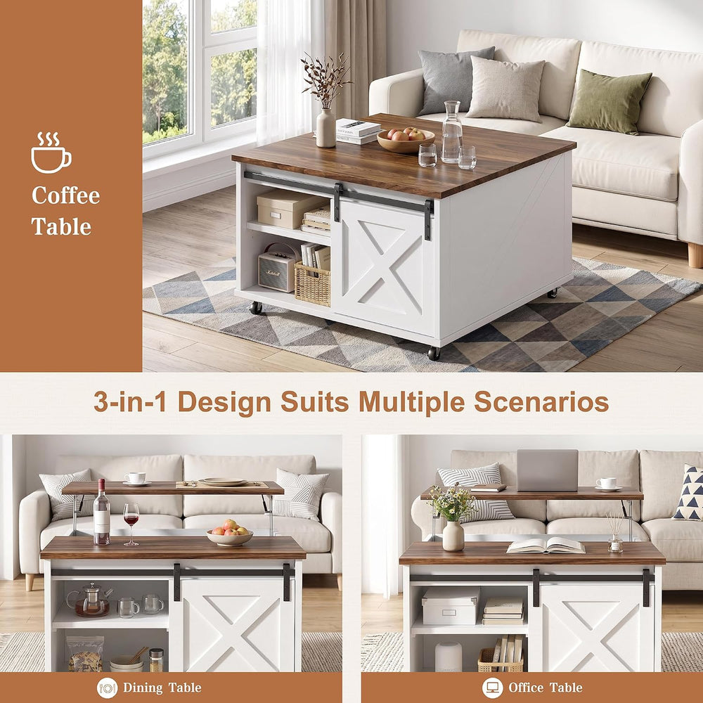 Shintenchi 31.5" Lift Top Coffee Table with Wheels & Storage, Square...