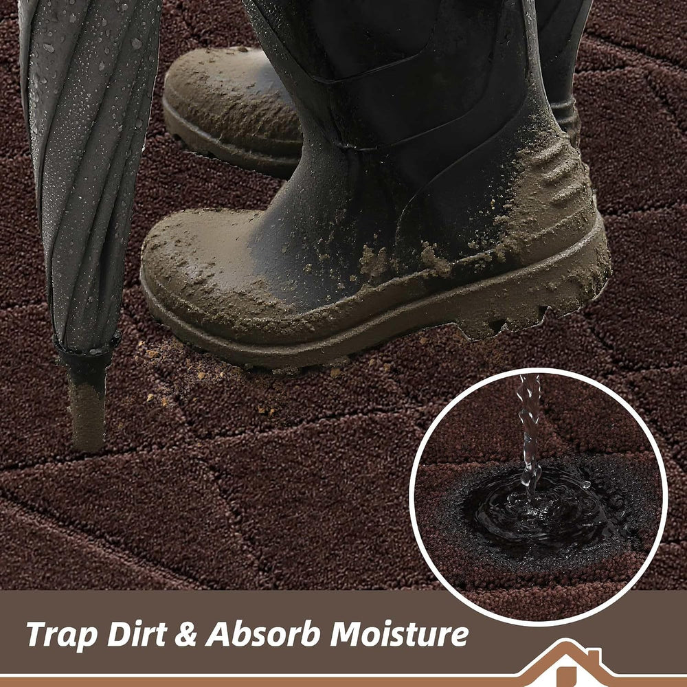 BEQHAUSE Dirt Trapper Door Mat 24" x 36", Doormat Non-Slip, Brown