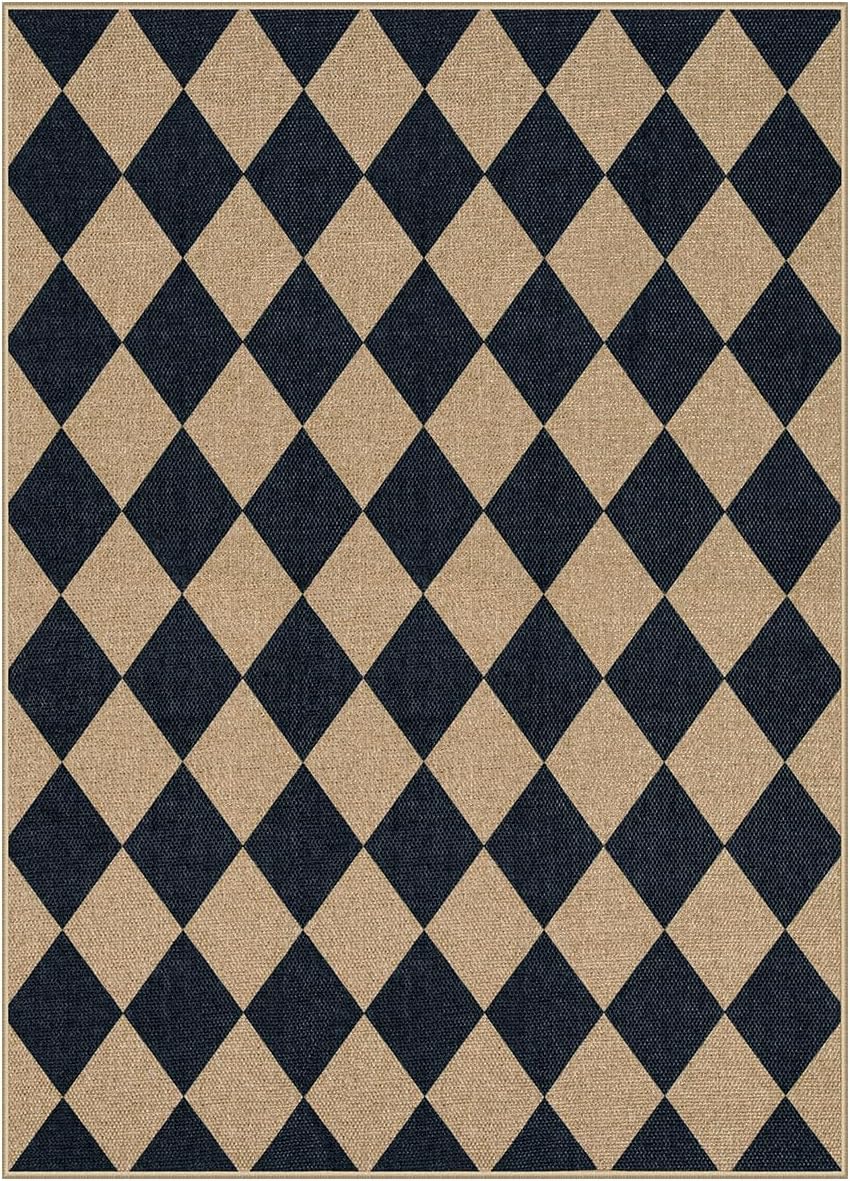 Lahome Checkered Easy Jute 5x7 Area Rugs, Washable Outdoor Patio Rug for Livi...