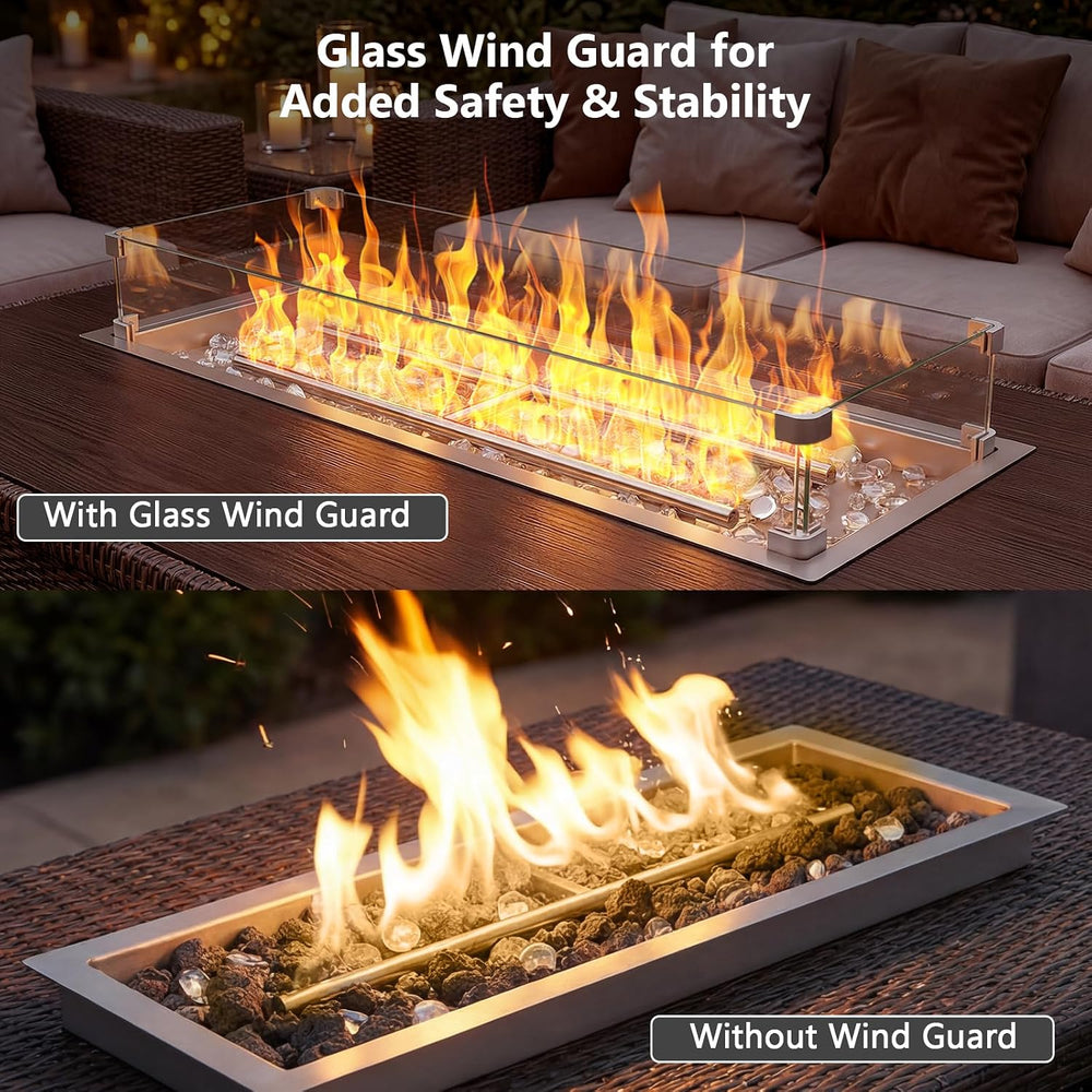 GRISUN Upgraded 36 x 12 Inch Rectangular Drop-in Fire Pit Burner Kit