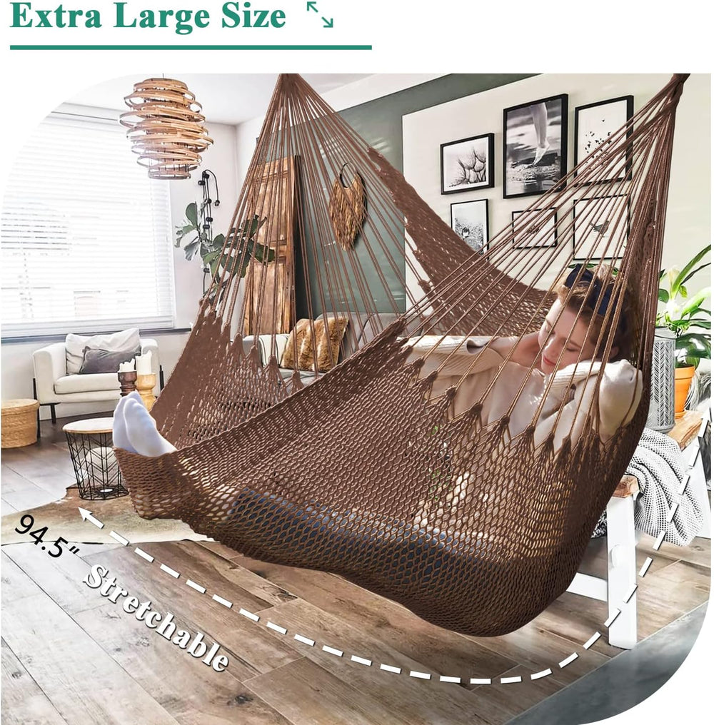Upgraded Caribbean Hammock Chair with Detachable Metal Bar, Large Hammock Swi...