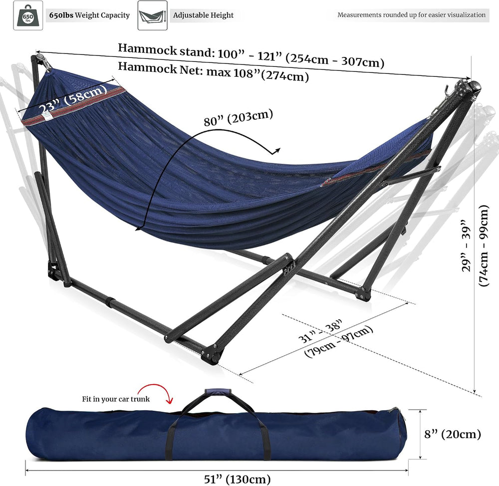 Tranquillo Universal Double Hammock with Stand Included for 2 Persons/Foldabl...