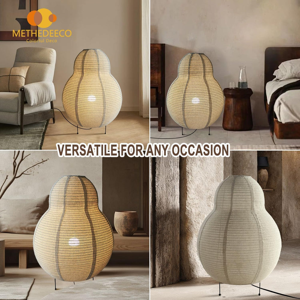Akari Noguchi Japanese Floor Lantern Lamp, Japandi Linen Floor Table Lamp