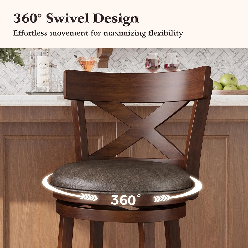 ALPHA HOME Swivel Bar Stools with Backs, 30 Inch Bar Stools Set of 4