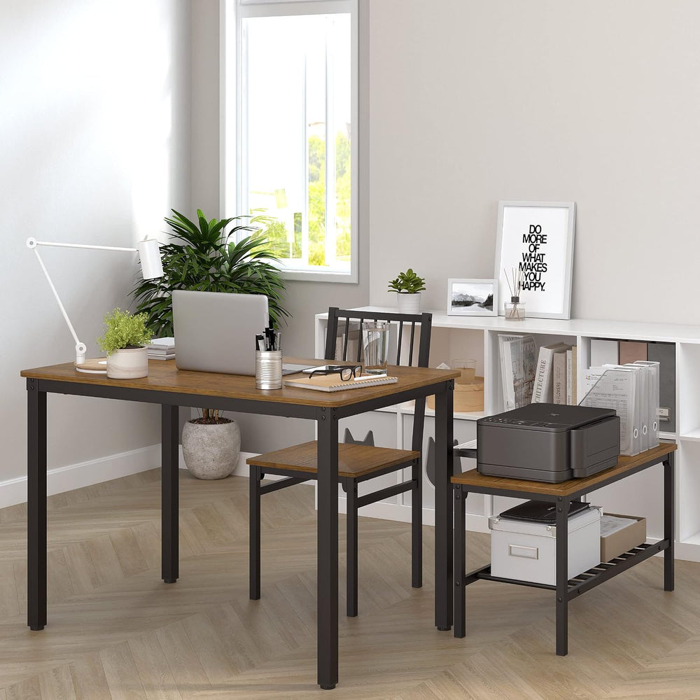 Teraves Dining Table Set for 4/Computer Desk,Kitchen Table with 2 Chairs and ...
