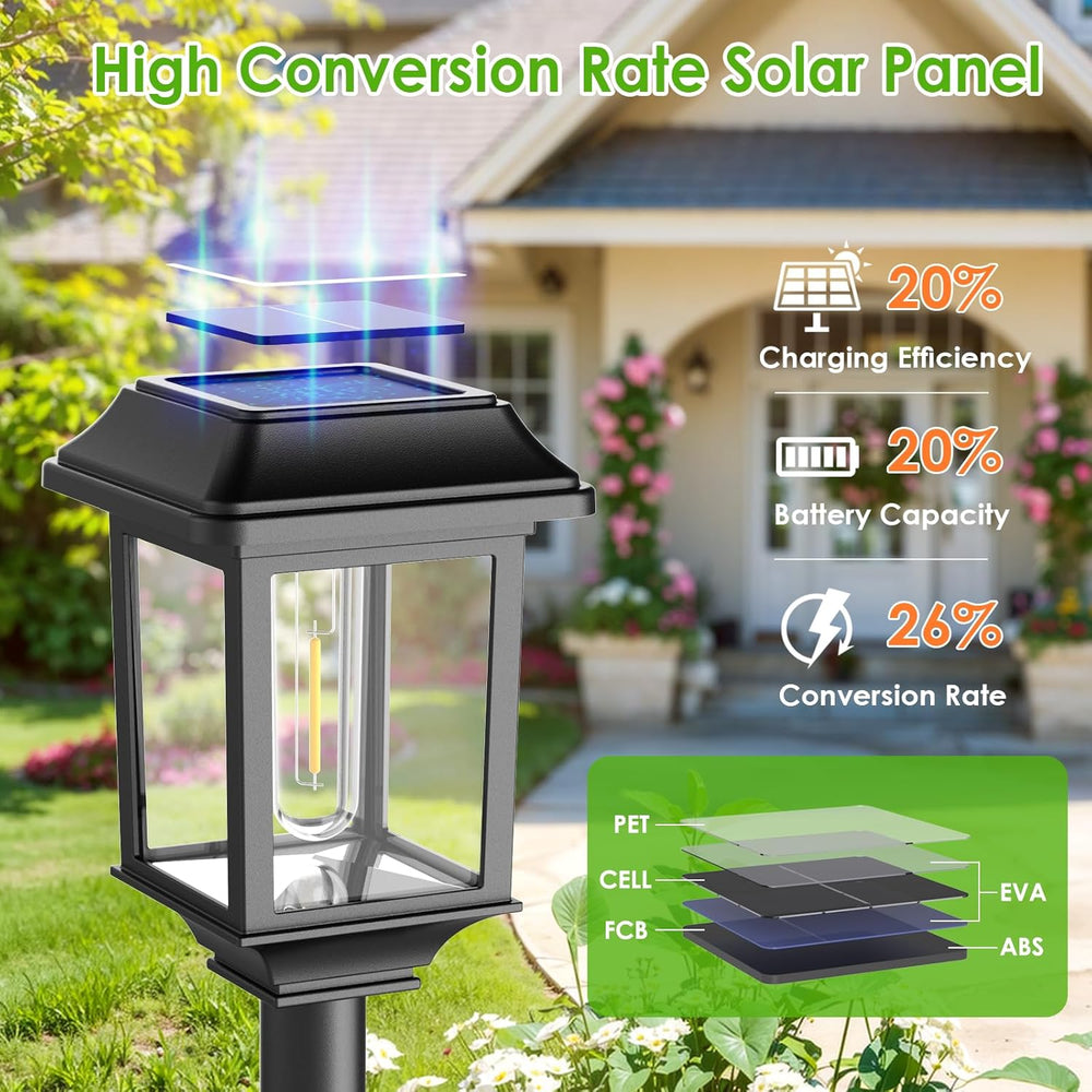 Mancra Solar Outdoor Lights Waterproof, 8 Pack Metal Glass Solar Pathway Ligh...