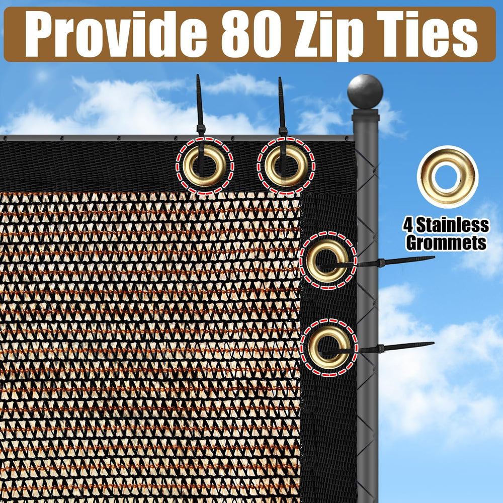 Brown 5FT X 50FT Outdoor Privacy Screen Fence & Mesh Shade Net Cover, Ide...