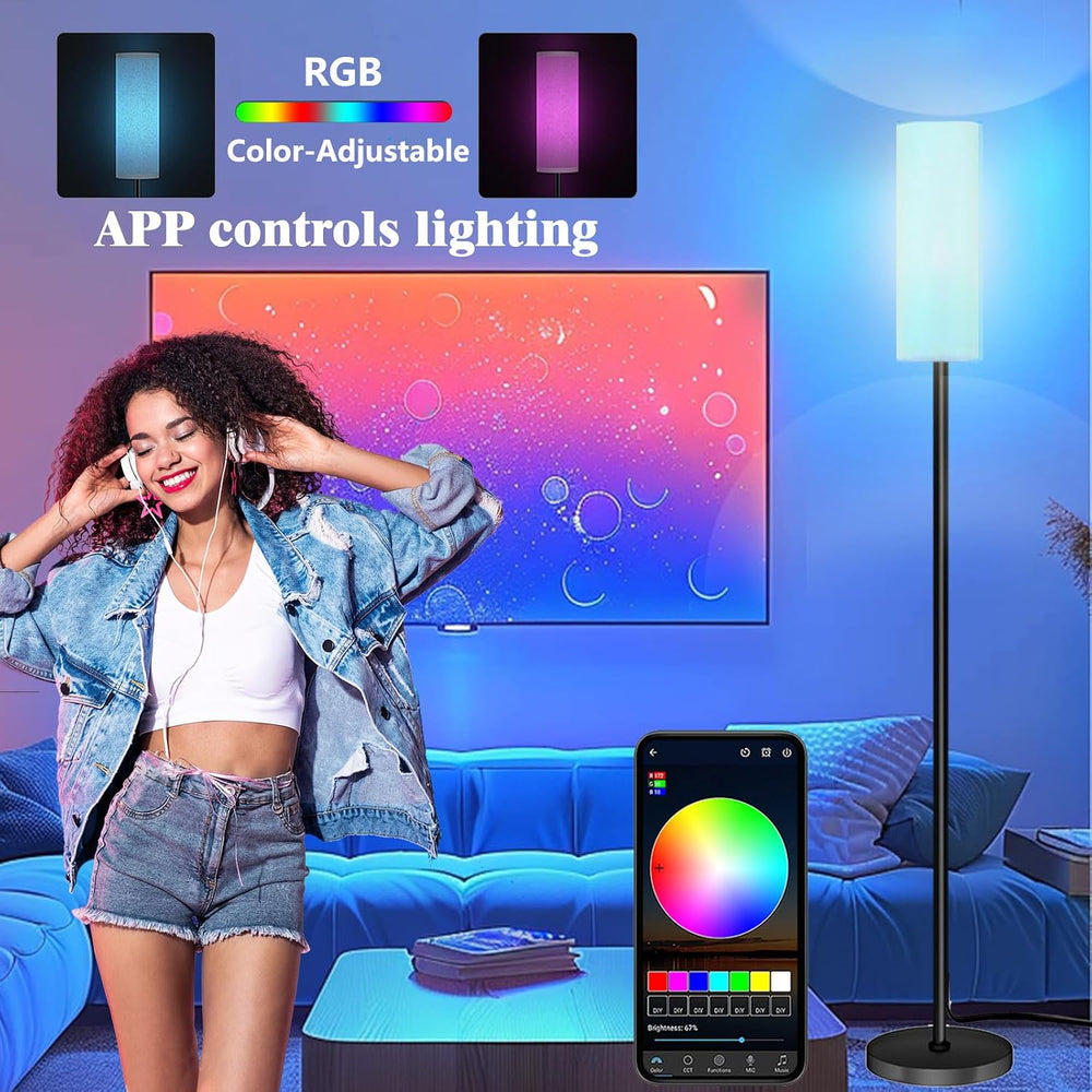 Qaubauyt Smart LED Floor Lamp with APP Control & RGB Colors - Dimmable St...