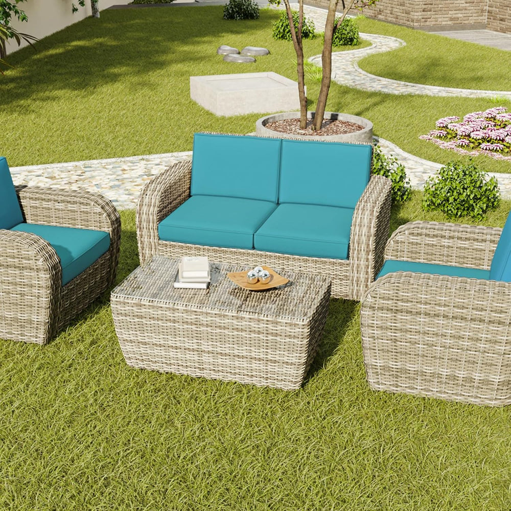 Outdoor Cushion Covers 4 Pack Waterproof&Fade Resistant Zipper Patio Furn...