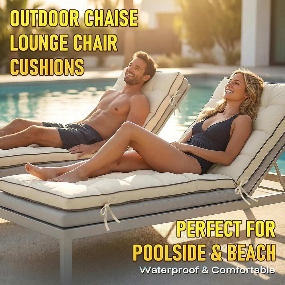 2 Pack 80x26 Inch Folding Chaise Lounge Cushion Quick Dry (Blue)