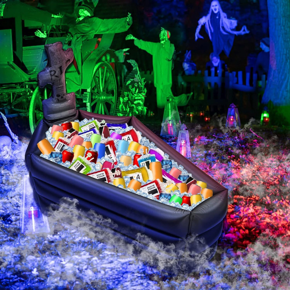TURNMEON Halloween Inflatable Coffin Cooler, 100+ Cans Tombstone Party Bar