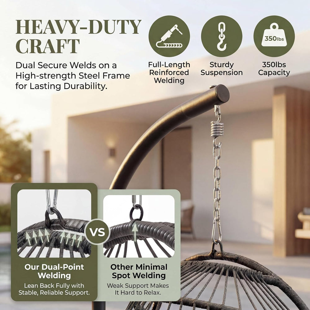 RADIATA Outdoor Hanging Egg Chair with Stand, Foldable Egg Swing Chair