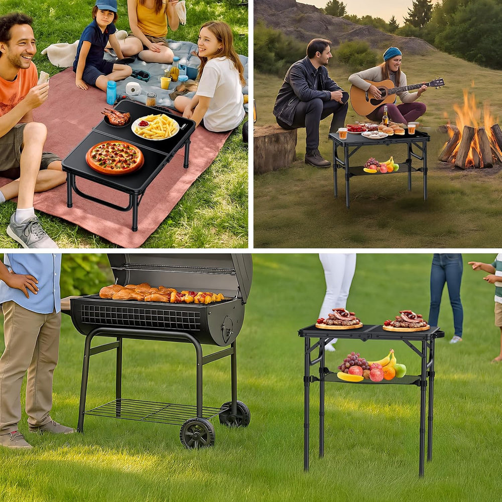 Anbte 2ft Folding Camping Table, 3 Adjustable Heights Small Folding Table
