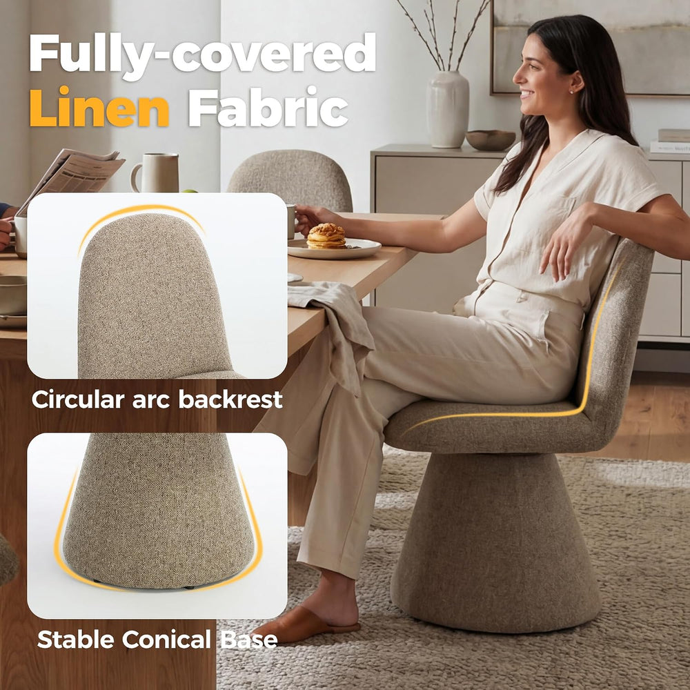 DUOMAY 360° Swivel Dining Chairs Set of 4, Mid Century Modern High Back Linen...