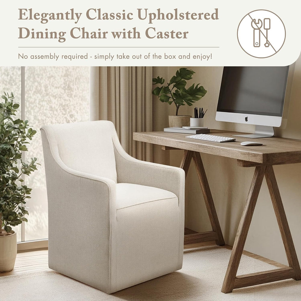 Madison Park Dining Chair with Hidden Casters, 20" Thick Seat Foam Cushi...