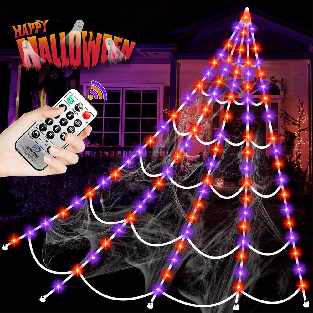 Halloween Decorations Outdoor, 200 LED Halloween Giant Spider Web Lights, 16....