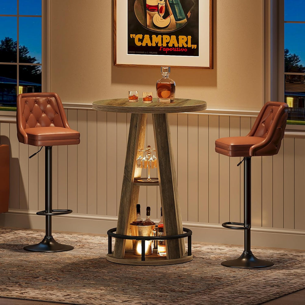 Tribesigns Round Bar Table, 39.4" H High Top Bistro Table with Storage, ...
