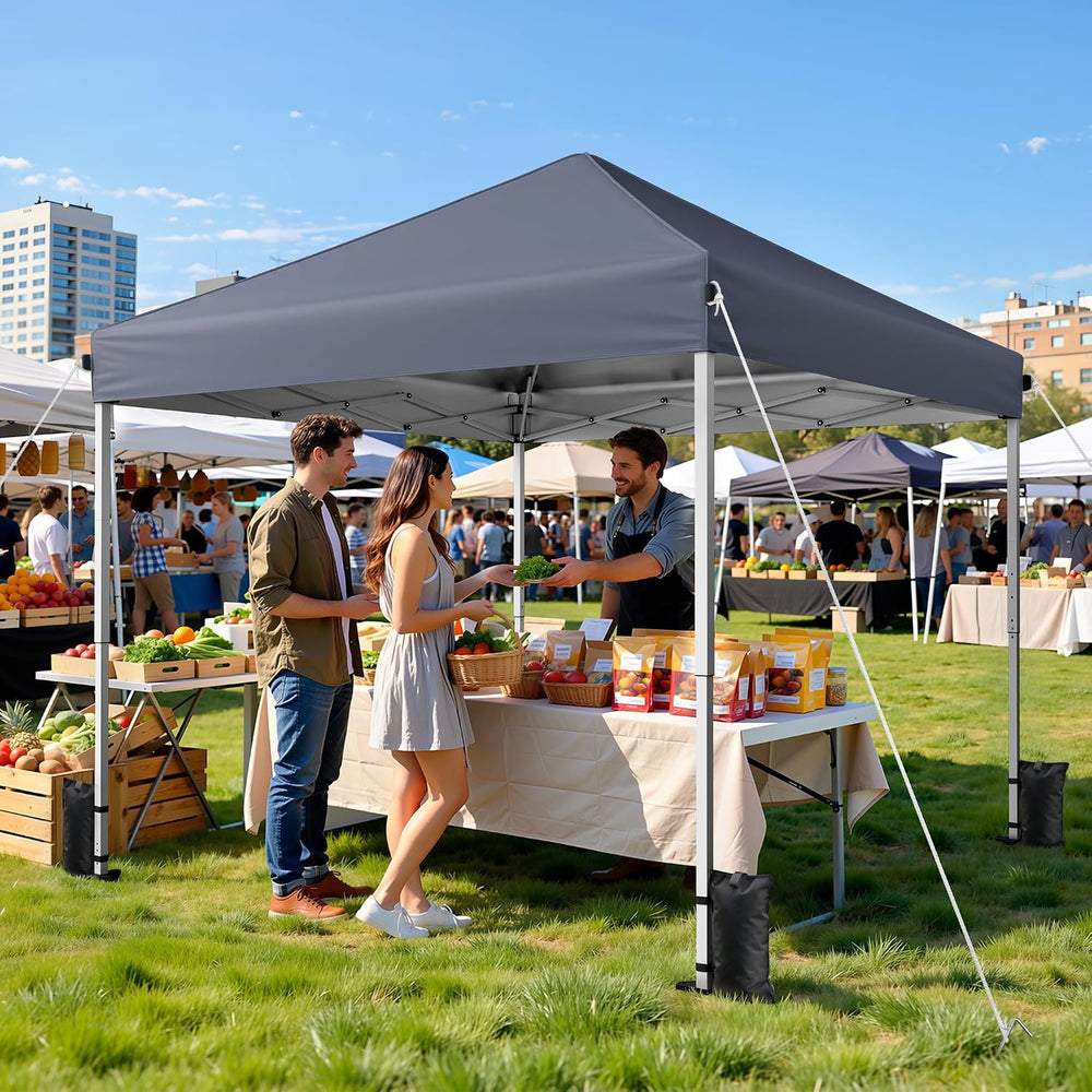 10x10 Pop Up Canopy Tent with One-Push Center Lock,Dark Gray