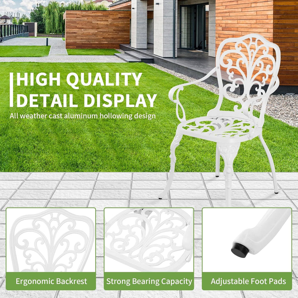 Patio Bistro Set 3 Piece Cast Aluminum Outdoor Bistro Set, Rust Resistance Bi...