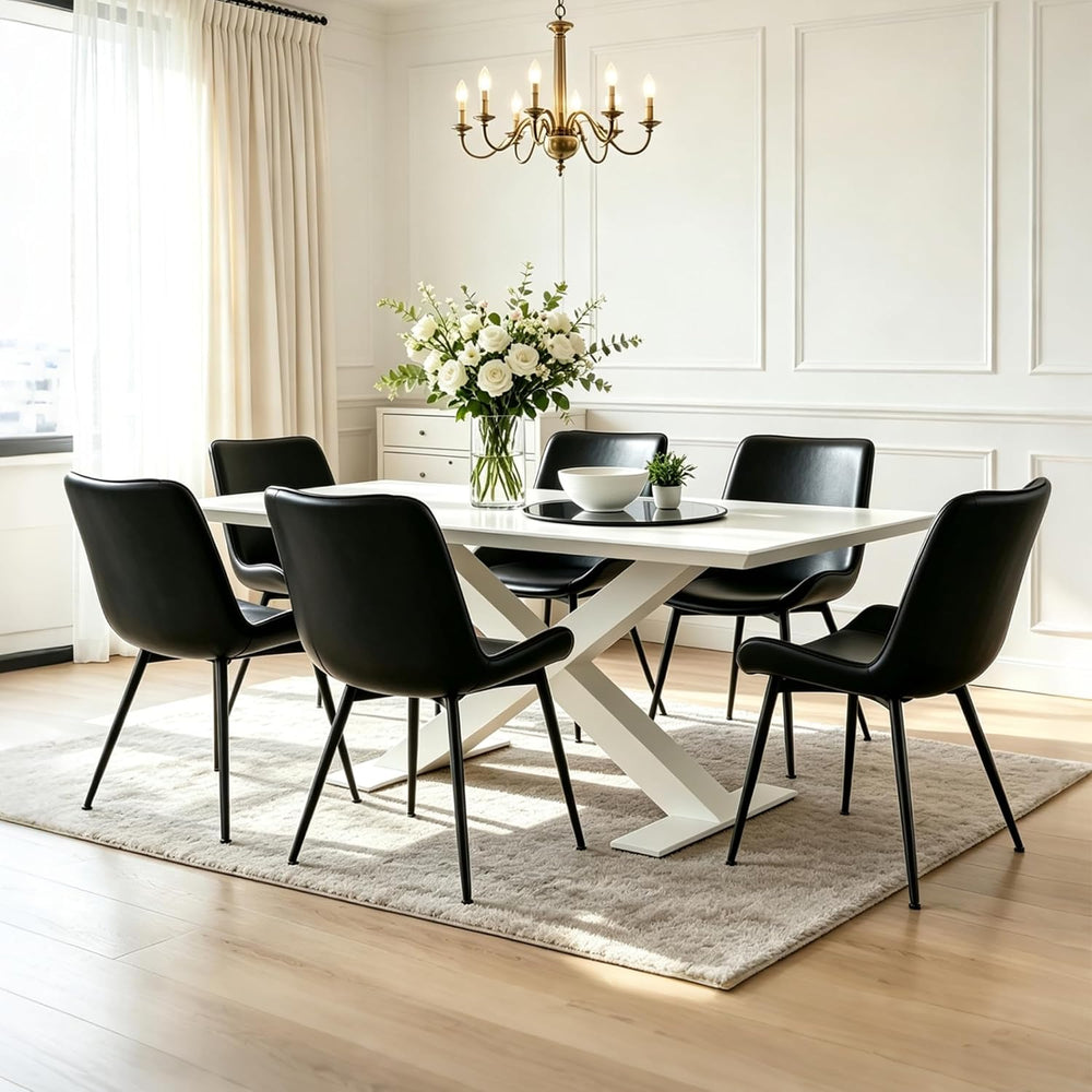 CangLong Modern Dining Chairs Set of 2, Faux Leather Upholstered Armless Acce...