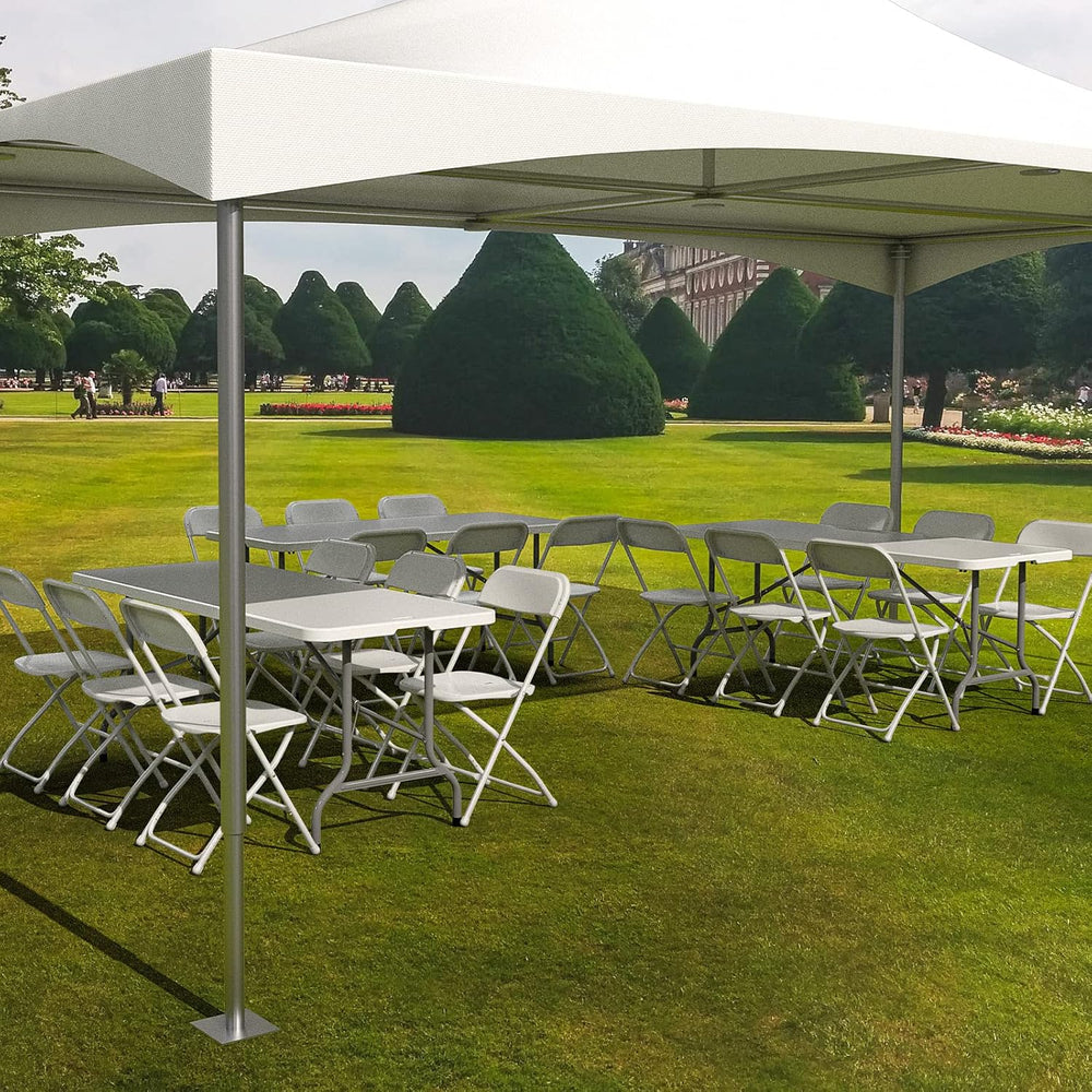 VINGLI 6 FT Plastic Folding Table Set with 6 White Folding Chairs for Picnic,...