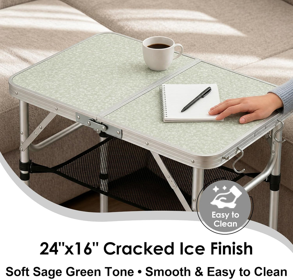 Folding Table Small, 24"Lx 16"W Aluminum Camp Table with Adjustable...