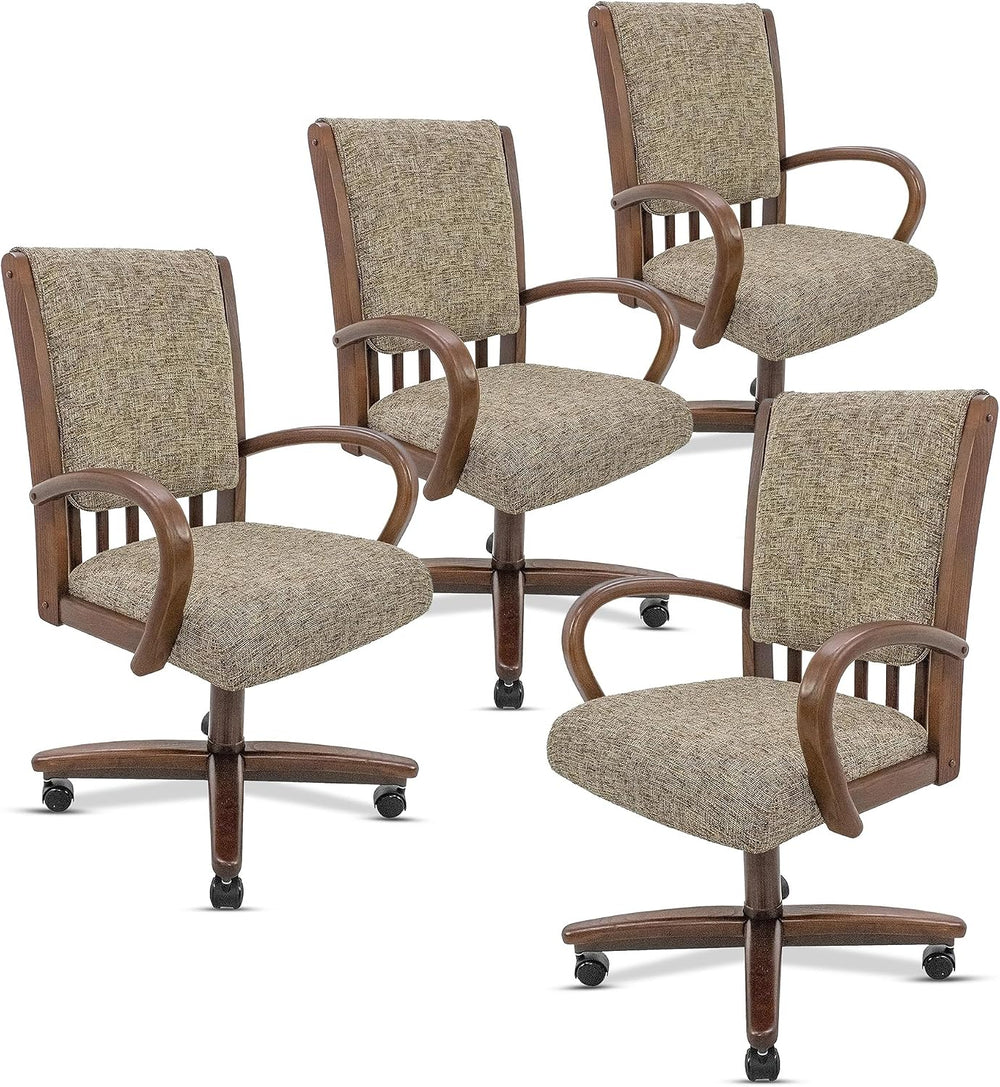 Chromcraft Baylor Swivel-Tilt Caster Dining Chair - Walnut - Earth - 4pc