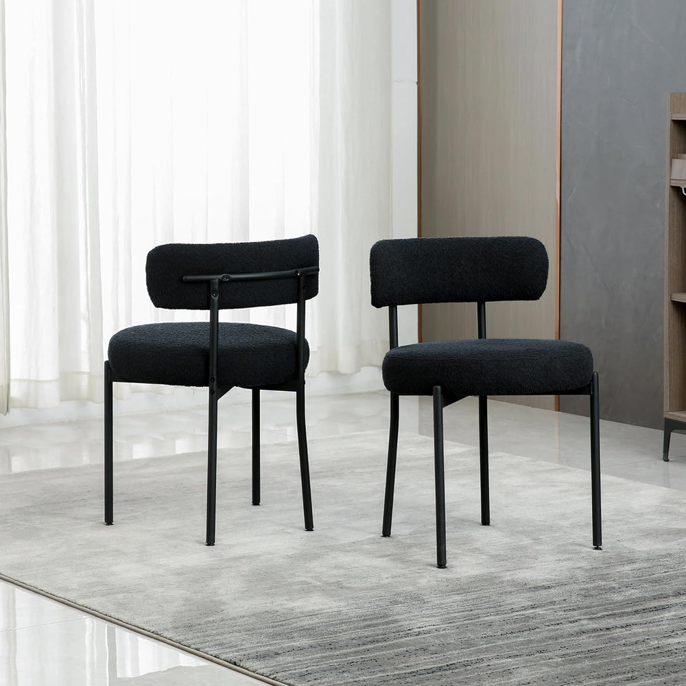 DYHOME Boucle Dining Chairs Set of 6, Upholstered Dining Room Chairs Black