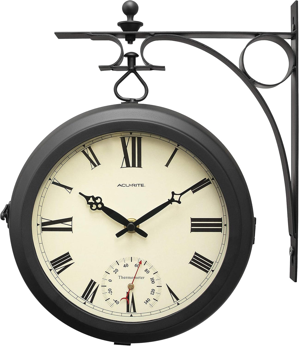 AcuRite 9-Inch Indoor/Outdoor Double-Sided Hanging Clock with 360-Degree Spin...
