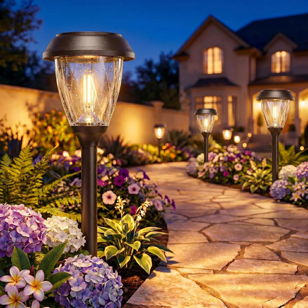 XMCOSY+ Solar Pathway Lights Outdoor 6 Pack, 10/25 LM Solar Yard Lights
