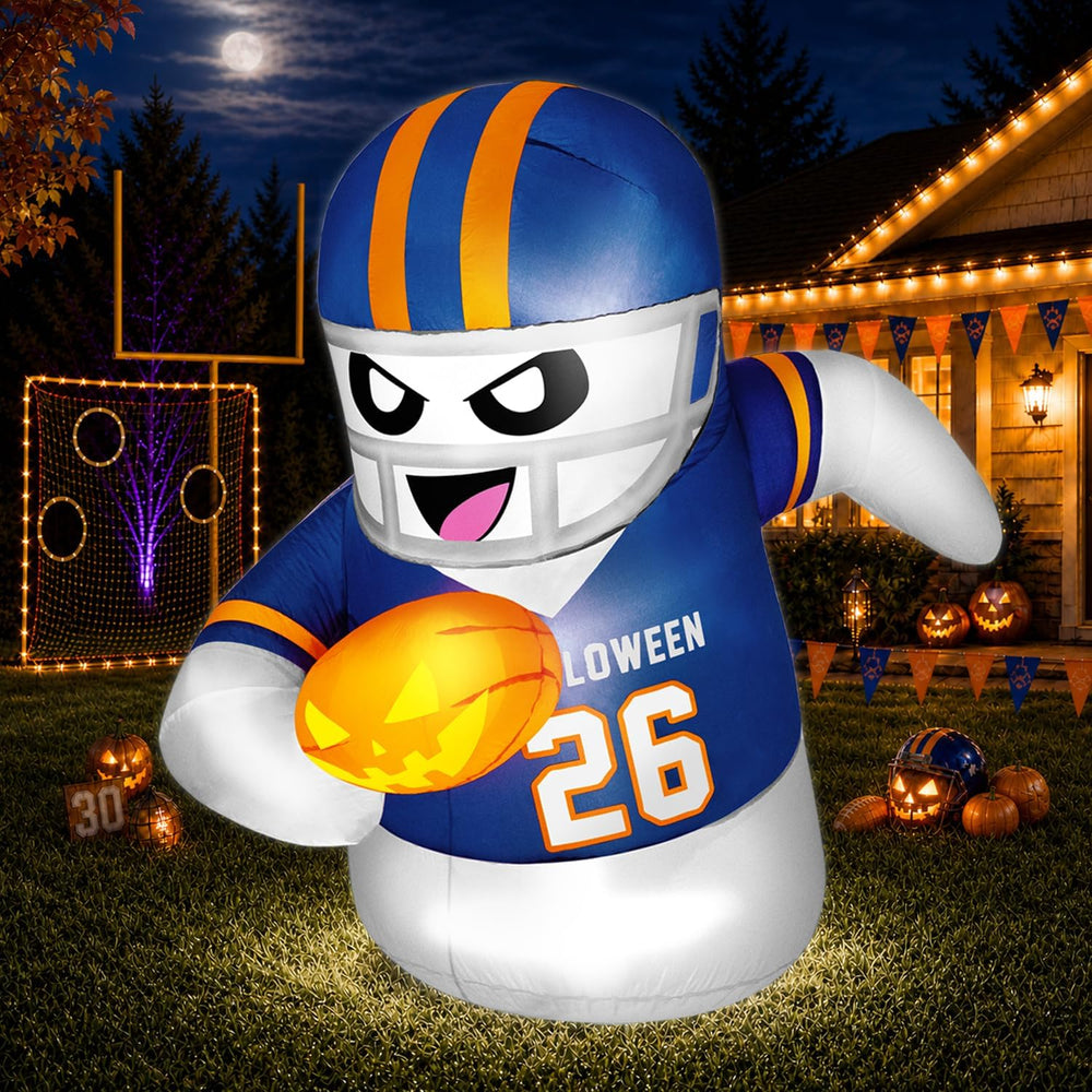 5FT Halloween Inflatables Decorations Outdoor Football Player Ghost Built-in ...