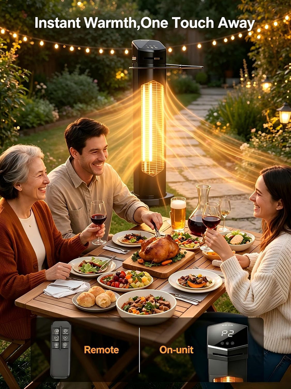 MEPTY Outdoor Heaters for Patio, 1500W Electric Infrared Heater with Remote, ...