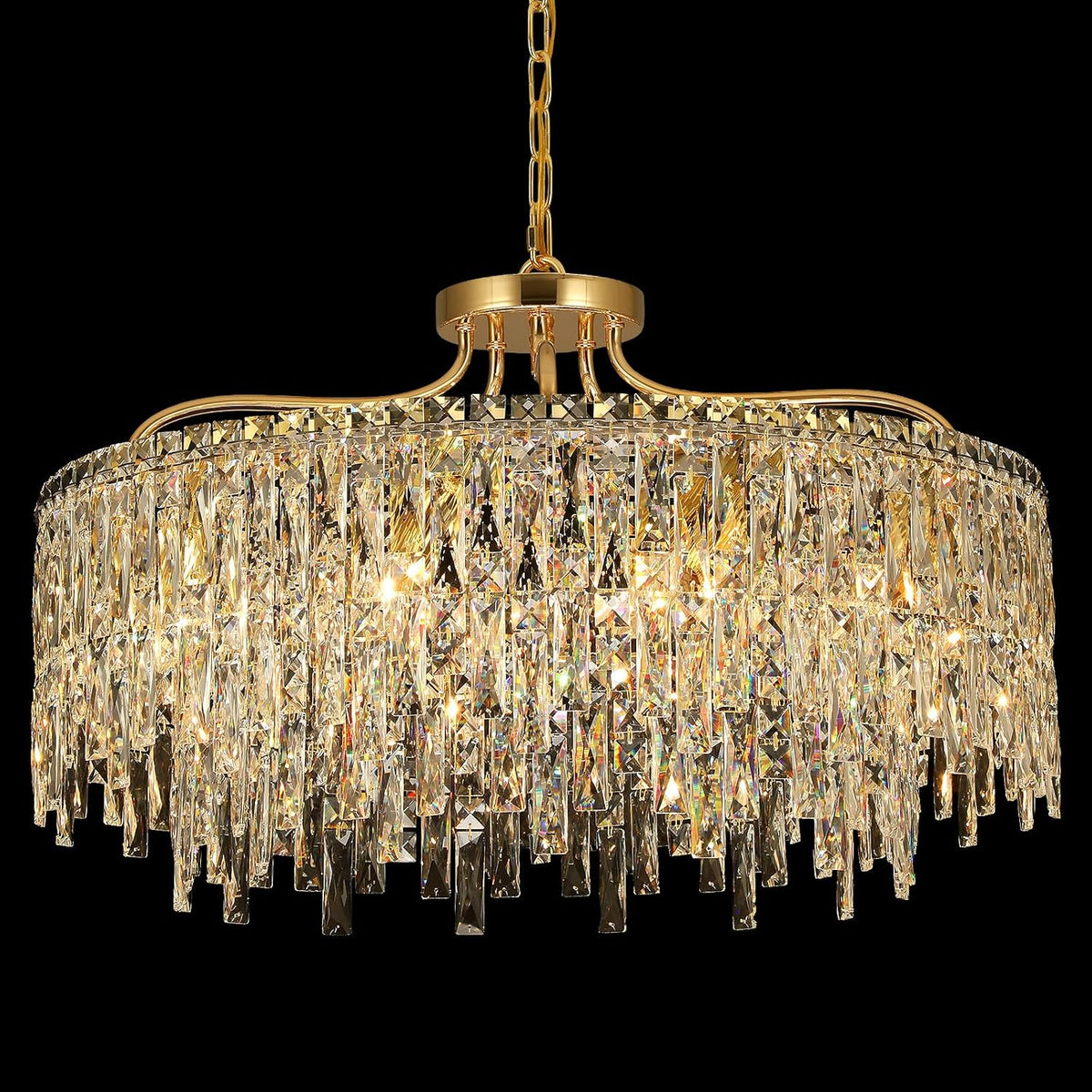 10 lights modern gold crystal chandeliers for dining, main product view