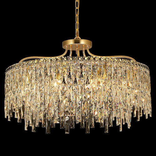 10 lights modern gold crystal chandeliers for dining, main product view
