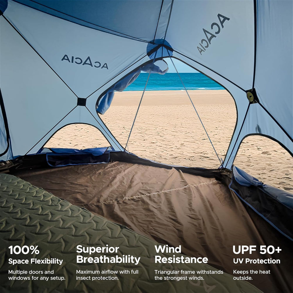 Acacia Beach Tent Sun Shelter | 4-Person Portable Camping Tent with UPF 50+ P...
