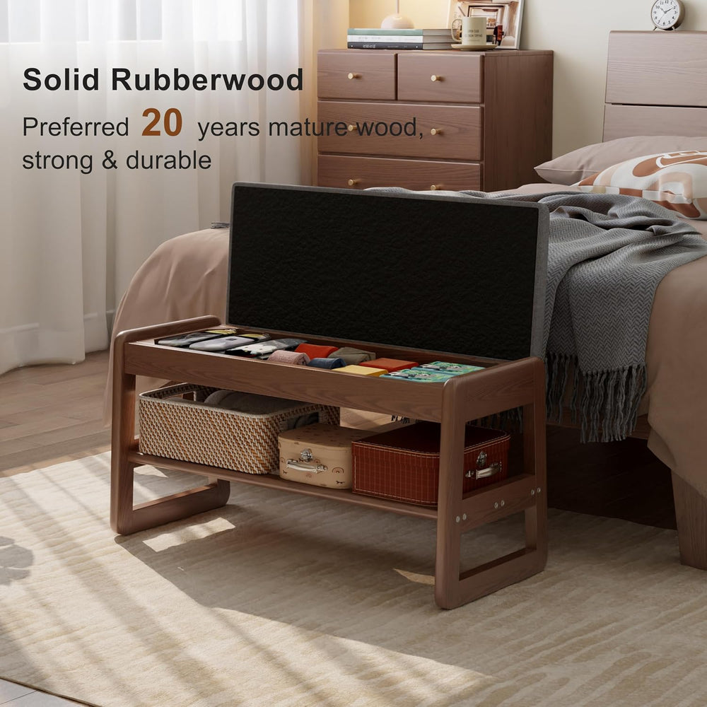 AQIMUELE Shoe Rack Bench, Wooden 2 Tiers with Flip-Top Storage
