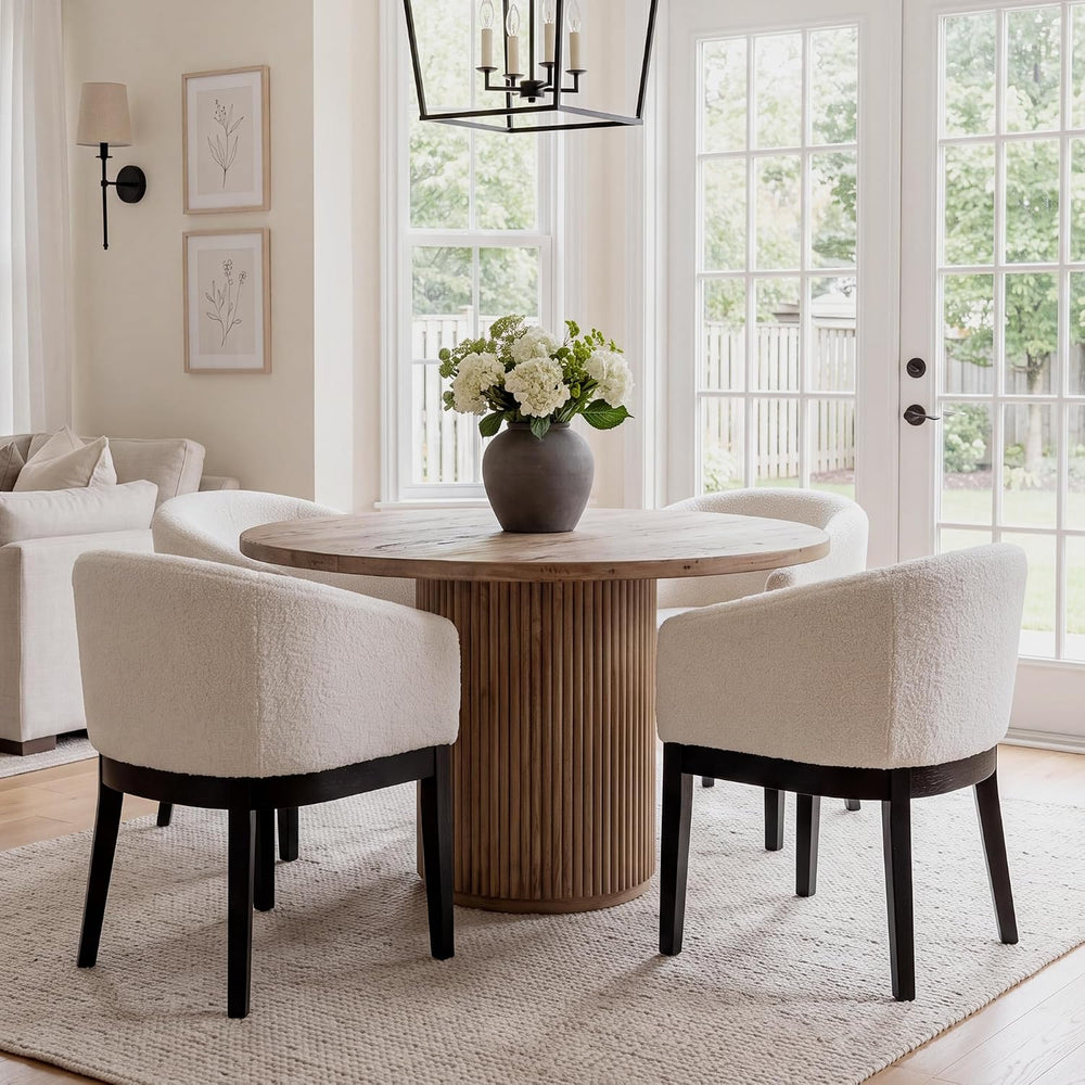 HNY Barrel Dining Chairs Set of 4, Mid Century Modern Upholstered Dining Chai...