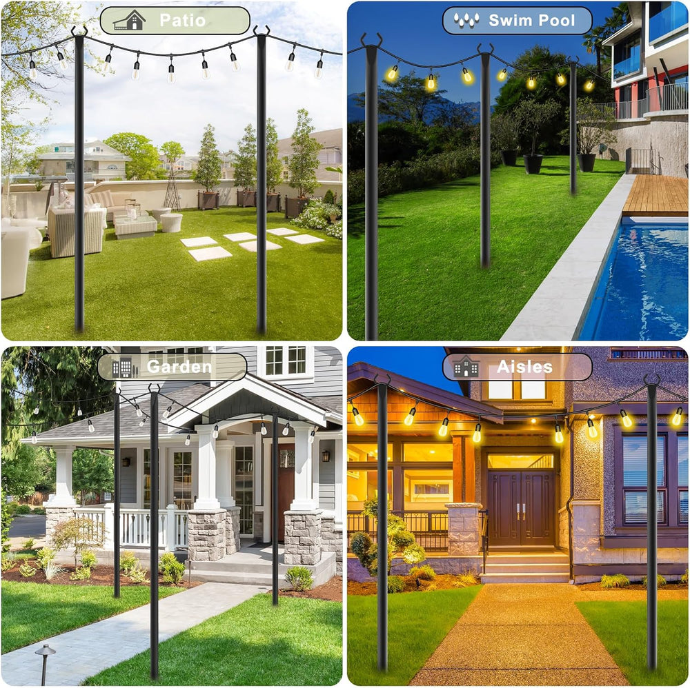 NUERPO 7 Pack String Light Poles,Metal Poles for Hanging Outdoor Light String...