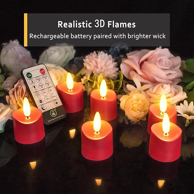 HL Rechargeable Waterproof Tea Lights,100H+ Highly Bright Led Flameless Candl...