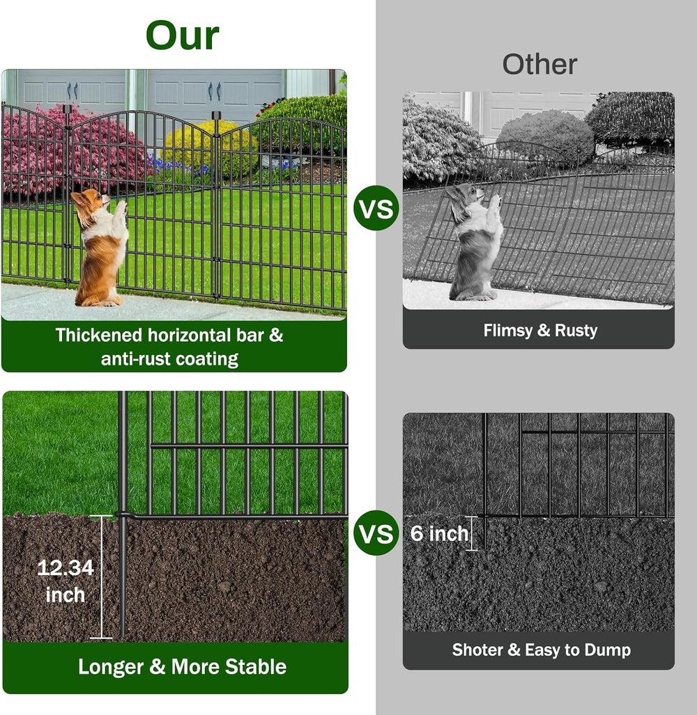 15 Panel No Dig Decorative Garden Fence 32" H x 35.4'L Outdoor Dog B...