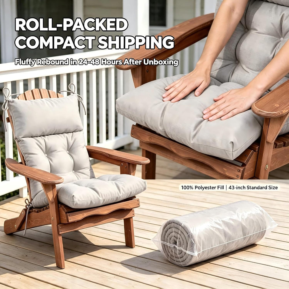 QILLOWAY Outdoor Rocking Chair Cushions Set of 2, 100% Polyester Waterproof P...