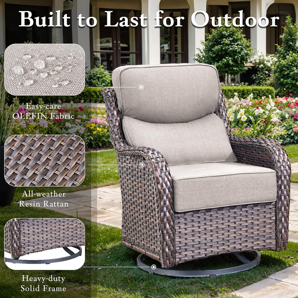 Luxury High Back Outdoor Furniture Set with 6-inch Thick Cushions, Patio Furn...
